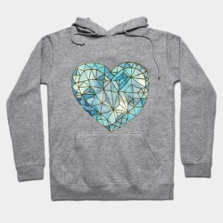 Heart of Glass Crystal Gemstone Jewel Blue on White Hoodie